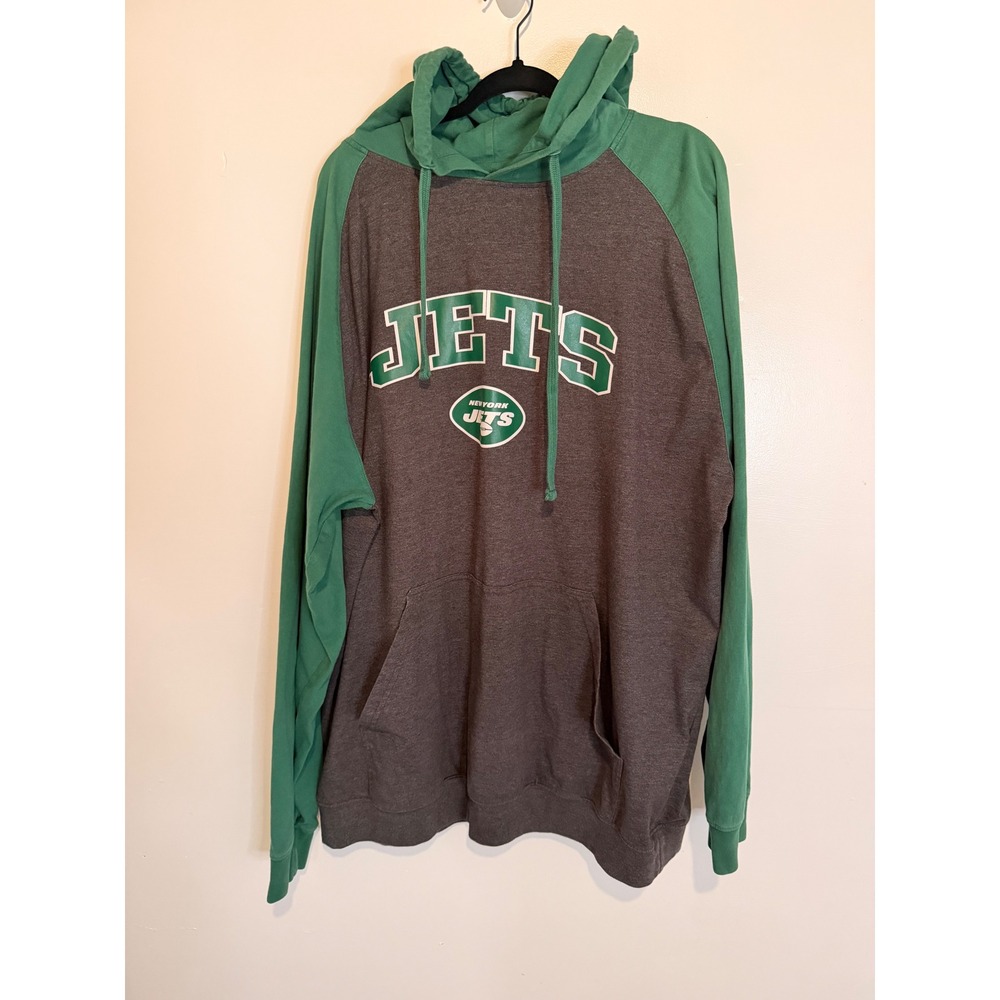 Fanatics New York Jets Hoodie Mens 3XLT Grey Green Good NFL Football Pullover - Picture 2 of 8